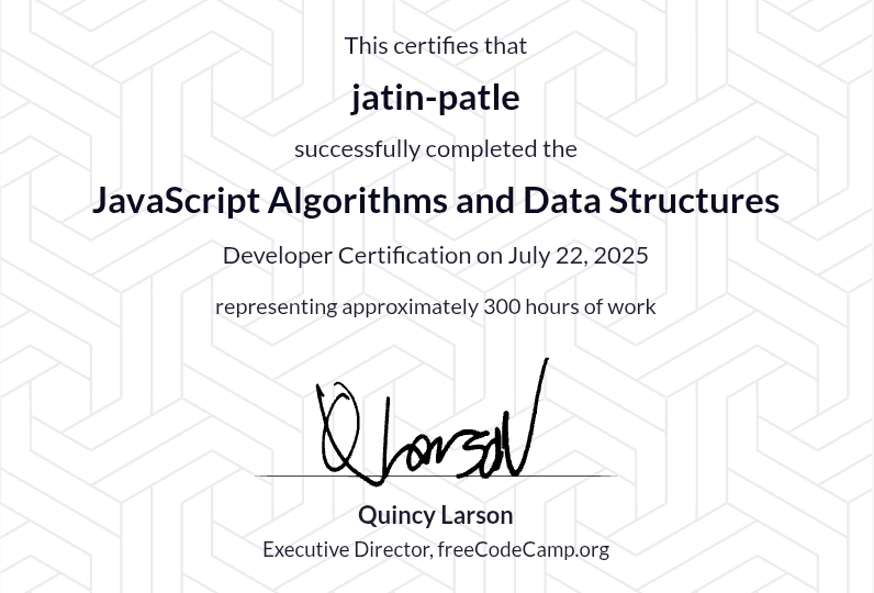javascript algorithms and data structures... Jatin Patle - MERN Stack Developer Portfolio